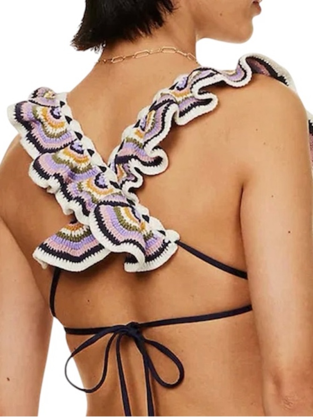 Zimmermann Size 2 Ruffled Crochet Triangle Bikini Top US 6-8 - Picture 2 of 5